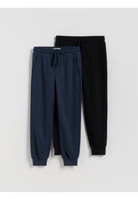 Reserved - Bawełniane spodnie jogger 2 pack - granatowy. Kolor: niebieski. Materiał: bawełna
