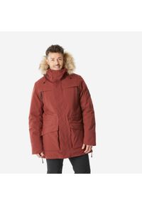 quechua - Parka turystyczna męska zimowa Quechua NH900 Warm -20°C wodoodporna. Typ kołnierza: kołnierzyk stójkowy. Kolor: czerwony, wielokolorowy, czarny, brązowy. Materiał: syntetyk, futro. Sezon: zima