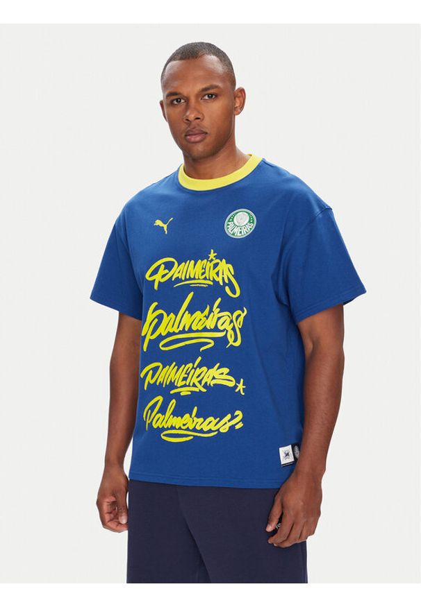 Puma T-Shirt CWC Hoops x Palmeiras 631704 Niebieski Regular Fit. Kolor: niebieski. Materiał: bawełna