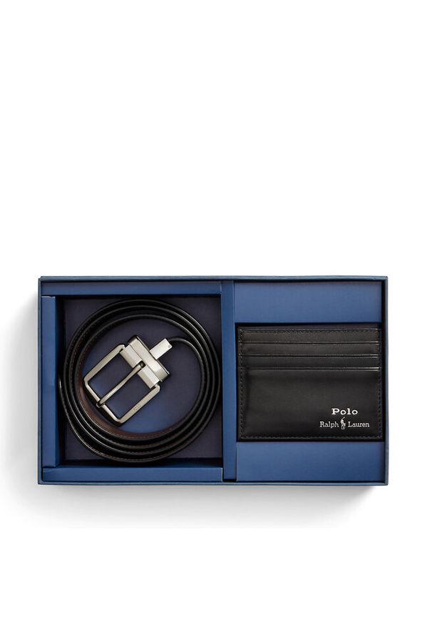 Zestaw etui na karty i pasek Polo Ralph Lauren. Kolor: czarny