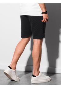 Ombre Clothing - Krótkie spodenki męskie dresowe - czarne V1 W294 - XXL. Kolor: czarny. Materiał: dresówka. Długość: krótkie. Styl: sportowy, klasyczny #2