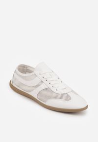 Born2be - Białe Sneakersy Typu Tenisówki z Siateczkowymi Wstawkami Corigoria. Okazja: na co dzień. Kolor: biały. Materiał: jeans #5