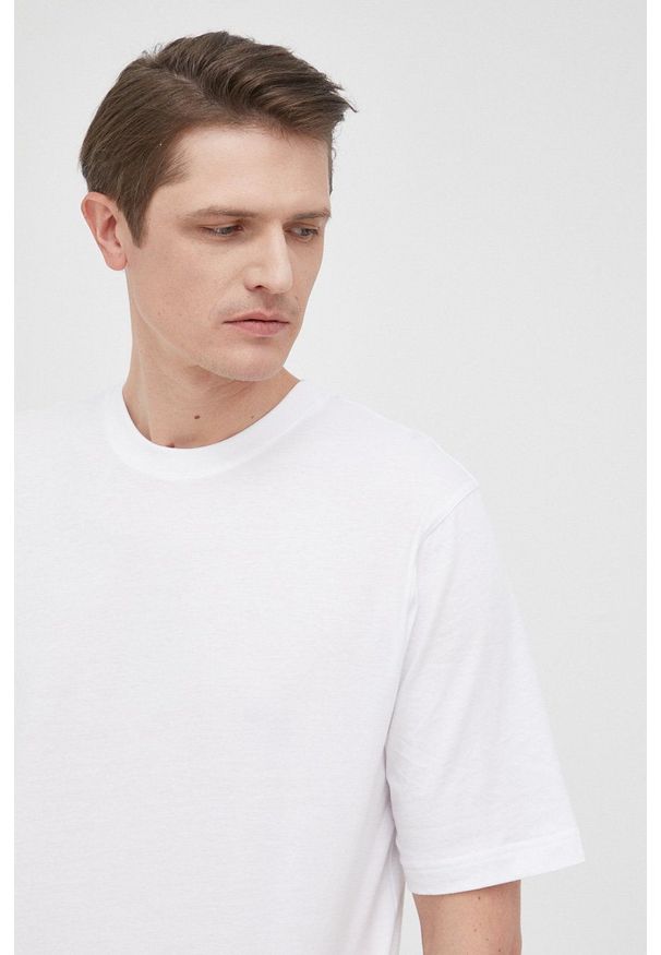 Resteröds t-shirt bawełniany kolor biały gładki. Kolor: biały. Materiał: bawełna. Wzór: gładki