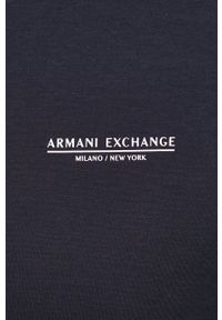 Armani Exchange polo bawełniane kolor granatowy z nadrukiem. Typ kołnierza: polo. Kolor: niebieski. Materiał: bawełna. Długość: krótkie. Wzór: nadruk #4