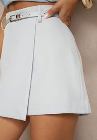 Renee - Niebieskie Spódnico-Szorty z Dodatkowym Paskiem i Gumką w Talii Folamira. Okazja: na co dzień. Kolor: niebieski. Styl: klasyczny, elegancki, casual #4