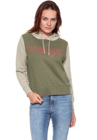 Wrangler - BLUZA WRANGLER DAMSKA KABEL HOODIE DUSTY OLIVE W6078HQ45. Typ kołnierza: kaptur #9