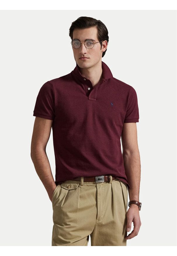 Polo Ralph Lauren Polo 710680784293 Bordowy Custom Slim Fit. Typ kołnierza: polo. Kolor: czerwony. Materiał: bawełna