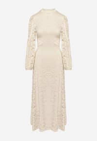 Born2be - Beżowa Rozkloszowana Sukienka Koktajlowa Ozdobiona Koronką z Odkrytymi Plecami Feliyana. Okazja: na imprezę. Kolor: beżowy. Materiał: koronka. Wzór: aplikacja, koronka. Styl: wizytowy #3