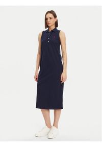 Polo Ralph Lauren Sukienka codzienna 211968292002 Granatowy Regular Fit. Okazja: na co dzień. Typ kołnierza: polo. Kolor: niebieski. Materiał: bawełna. Typ sukienki: proste. Styl: casual