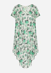 Born2be - Zielona Sukienka Bawełniana z Asymetrycznym Dołem w Kwiatki Nativienne. Kolor: zielony. Materiał: bawełna. Długość rękawa: krótki rękaw. Wzór: kwiaty. Sezon: lato. Typ sukienki: asymetryczne. Styl: elegancki #5