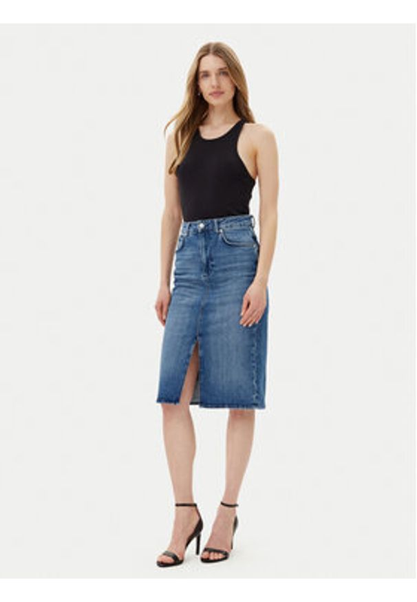 JOOP! Spódnica jeansowa 58 JW242DS167 30047184 Niebieski Slim Fit. Kolor: niebieski. Materiał: bawełna