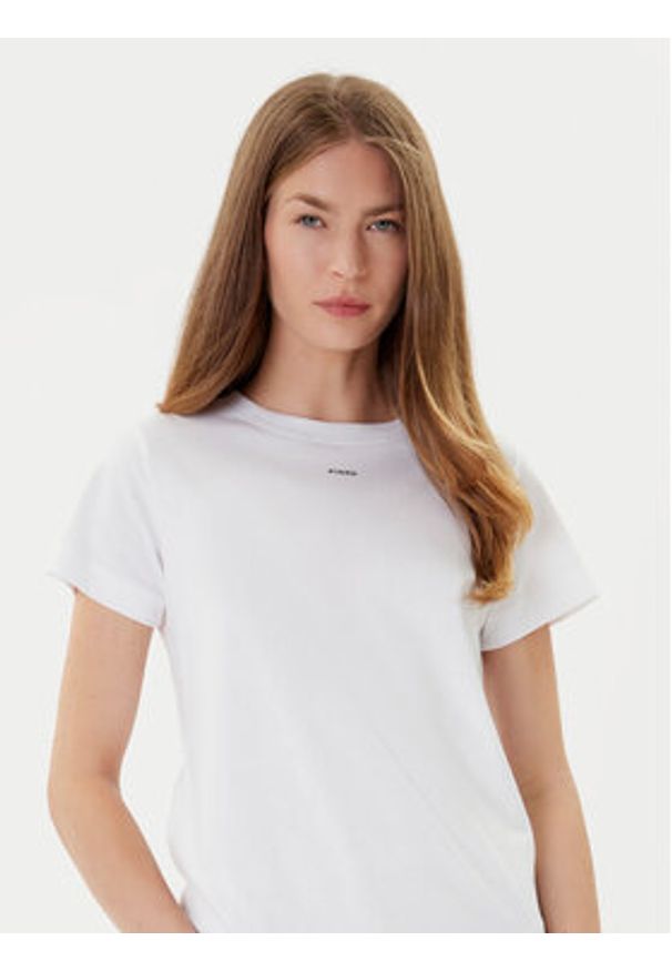 Pinko - PINKO T-Shirt Basico 100373 A2RE Biały Regular Fit. Kolor: biały. Materiał: bawełna