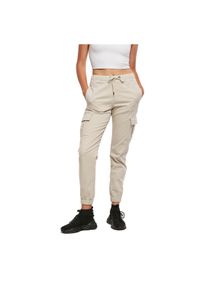 Wysokiej talii damskie spodnie dresowe cargo wygodne Urban Classics. Kolor: biały. Materiał: dresówka. Długość: długie #1