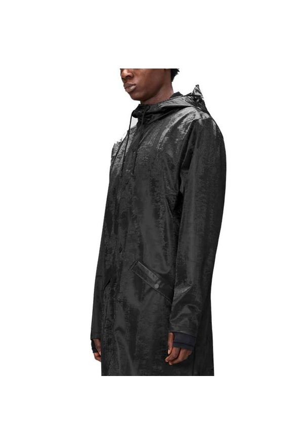 Rains - Kurtka RAINS LONG JACKET W3 Czarny. Kolor: czarny. Materiał: tkanina, syntetyk