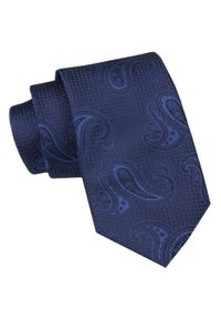 Alties - Klasyczny Męski Krawat - ALTIES - Granat, Wzór Paisley. Kolor: niebieski. Materiał: tkanina. Wzór: paisley. Styl: klasyczny