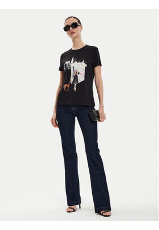 DKNY T-Shirt P4EHTWNA Czarny Regular Fit. Kolor: czarny. Materiał: bawełna
