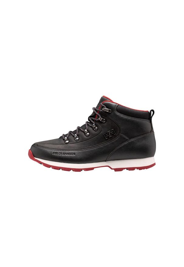 Buty do chodzenia męskie Helly Hansen The Forester. Wysokość cholewki: za kostkę. Zapięcie: sznurówki. Kolor: czarny. Materiał: skóra, materiał, tkanina, guma, syntetyk. Szerokość cholewki: normalna. Sport: turystyka piesza