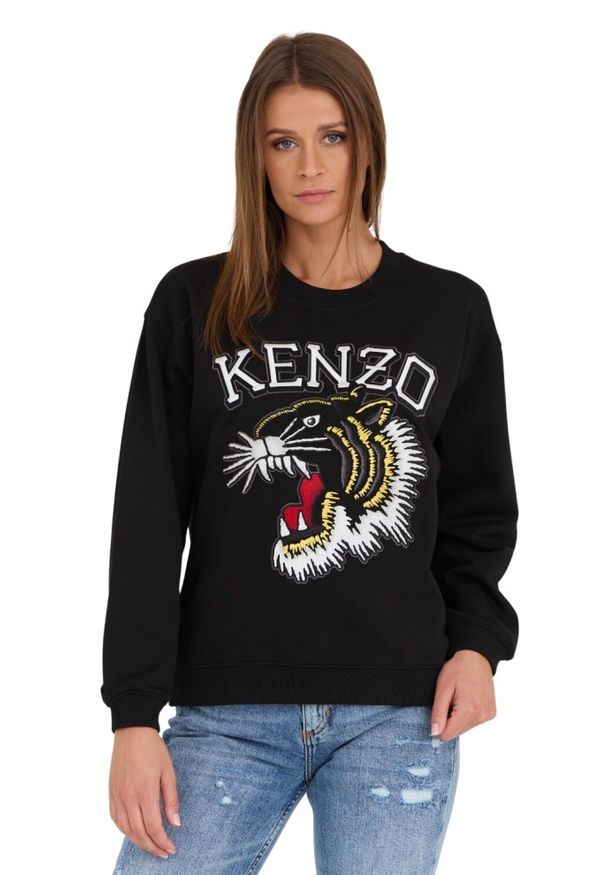 Kenzo - KENZO Czarna damska bluza TIGER VARSITY JUNGLE CREW-NEC, Rozmiar XS. Kolor: czarny