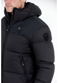 Blauer USA - BLAUER Czarna kurtka męska Cooper z logo na kapturze, Rozmiar 3XL. Kolor: czarny #7