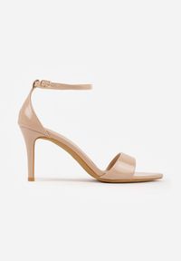 Born2be - Ciemnobeżowe Sandały na Szpilce VICES Eleganckie ze Sprzączką przy Kostce Agereia. Okazja: na co dzień. Zapięcie: sprzączka. Kolor: beżowy. Materiał: jeans. Obcas: na szpilce. Styl: elegancki #2