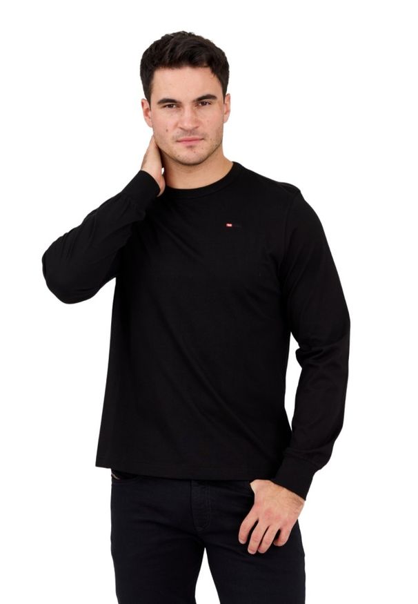Diesel - DIESEL Czarny longsleeve męski T-ADJUST-LS-MICRODIV, Rozmiar M. Kolor: czarny. Materiał: materiał, bawełna, elastan. Długość rękawa: długi rękaw. Długość: długie