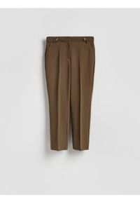 Reserved - Spodnie w kant - brązowy. Kolor: brązowy. Materiał: wiskoza, tkanina