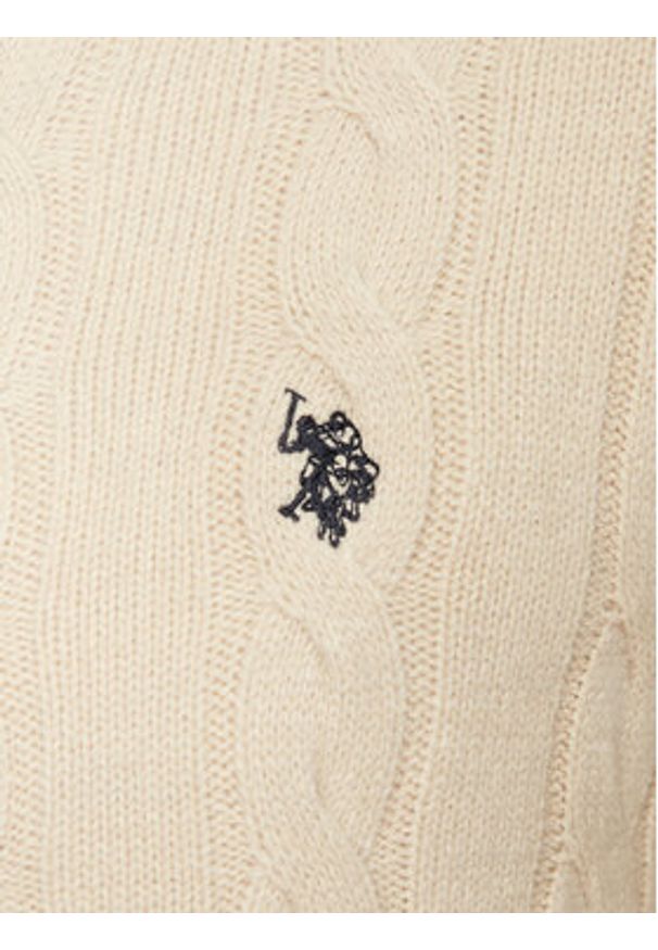 U.S. Polo Assn. Sweter MUP3791 Beżowy Regular Fit. Typ kołnierza: polo. Kolor: beżowy. Materiał: syntetyk