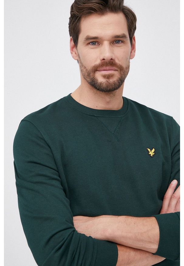 Lyle & Scott - Bluza bawełniana. Okazja: na co dzień. Kolor: zielony. Materiał: bawełna. Wzór: aplikacja. Styl: casual