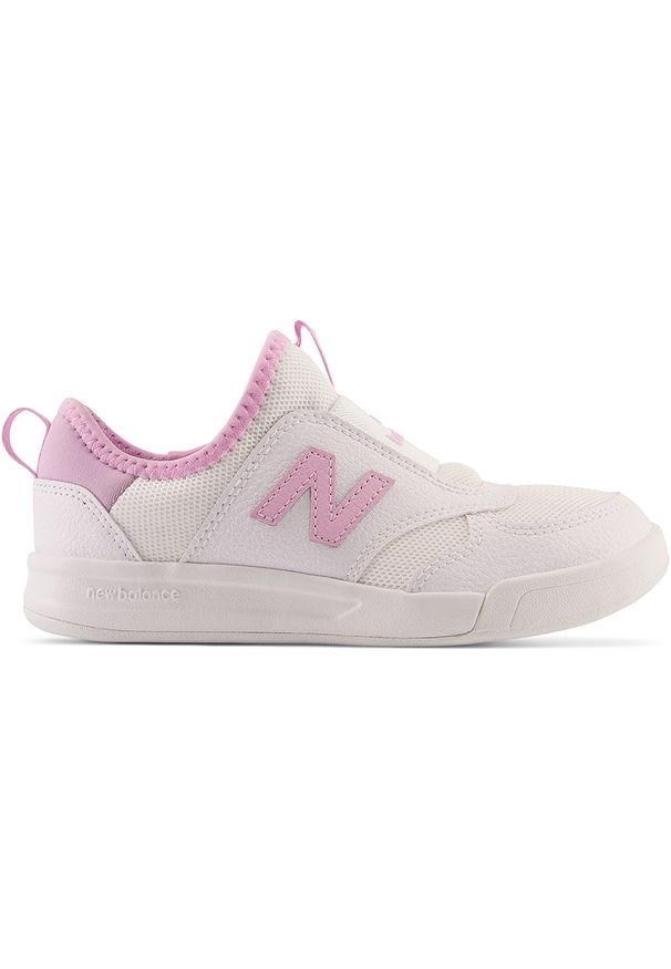 Buty dziecięce New Balance PT300WL1 – białe. Okazja: na co dzień. Kolor: biały. Materiał: syntetyk, materiał, guma. Szerokość cholewki: normalna