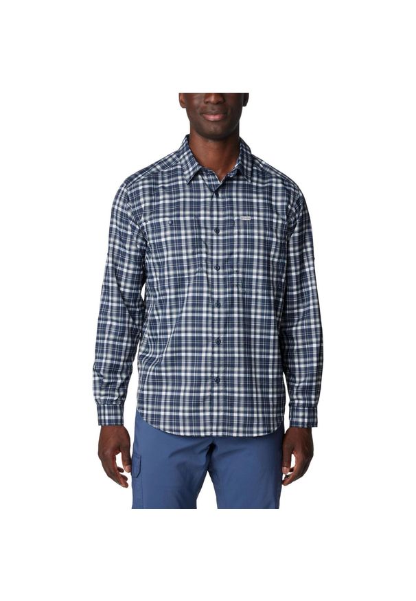 columbia - Męska koszulka turystyczna Columbia Silver Ridge Utility Lite Plaid z długim ręk. Kolor: niebieski. Materiał: poliester. Długość rękawa: długi rękaw. Długość: długie
