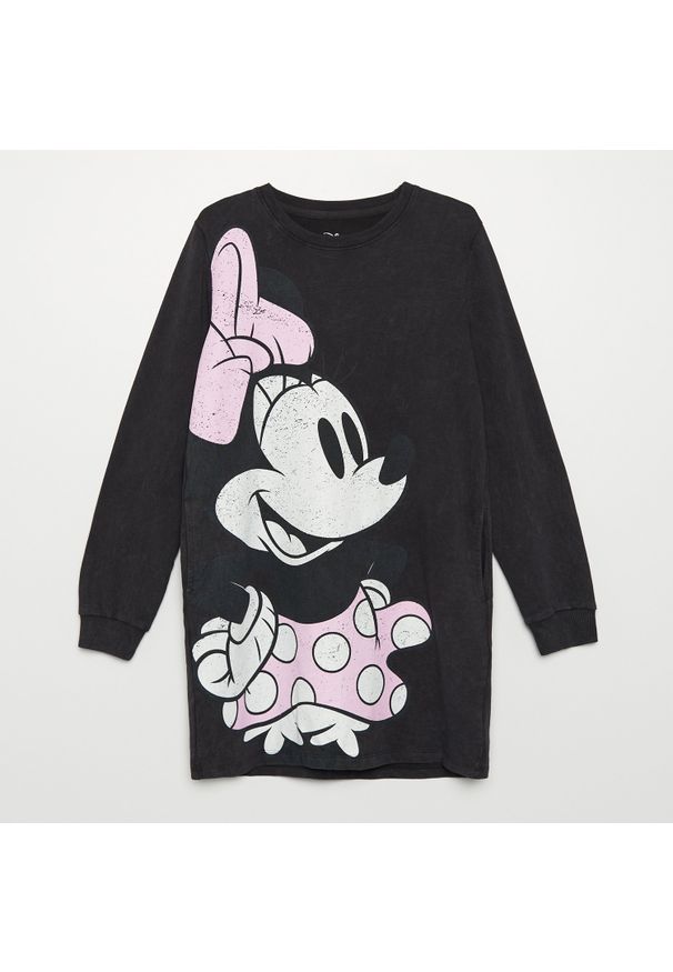 Cropp - Dresowa sukienka Minnie Mouse - Szary. Kolor: szary. Materiał: dresówka. Wzór: motyw z bajki