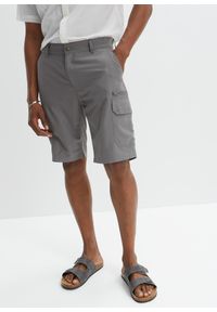 bonprix - Bermudy bojówki z mikrofazy, regular fit. Kolor: szary