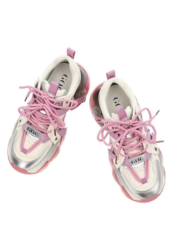 Różowe Sneakersy GOE Stylowe Obuwie Damskie. Okazja: na co dzień. Zapięcie: sznurówki. Kolor: różowy. Materiał: materiał. Styl: elegancki
