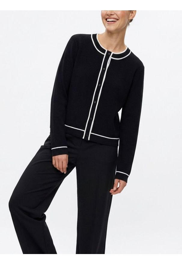 Sinsay - Kardigan z kontrastową lamówką - czarny. Kolor: czarny