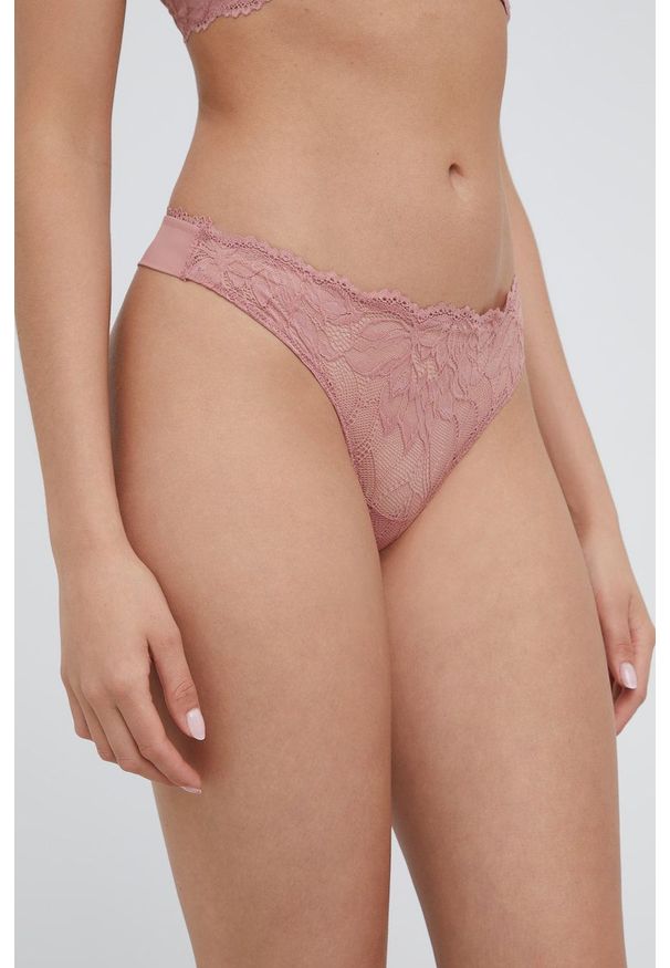 Calvin Klein Underwear stringi kolor różowy transparentne. Kolor: różowy