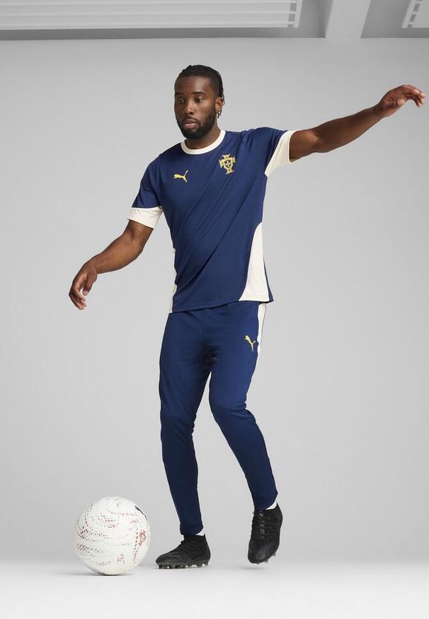 Puma - Męskie spodnie treningowe Portugalia PUMA Persian Blue Sugared Almond Beige. Kolor: wielokolorowy, beżowy, niebieski
