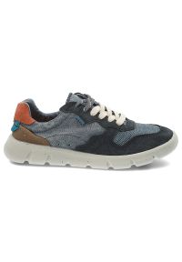 Granatowe Sneakersy Jeep Sportowe Obuwie Męskie. Okazja: na co dzień. Kolor: niebieski. Materiał: zamsz. Szerokość cholewki: normalna. Wzór: kolorowy. Sport: bieganie #2