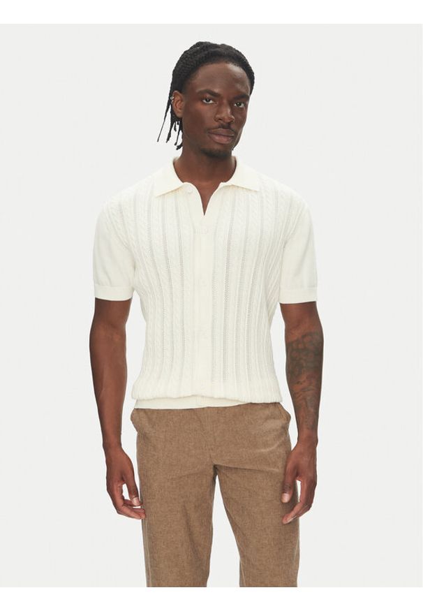 Lindbergh Kardigan 30-804114 Écru Slim Fit. Materiał: bawełna