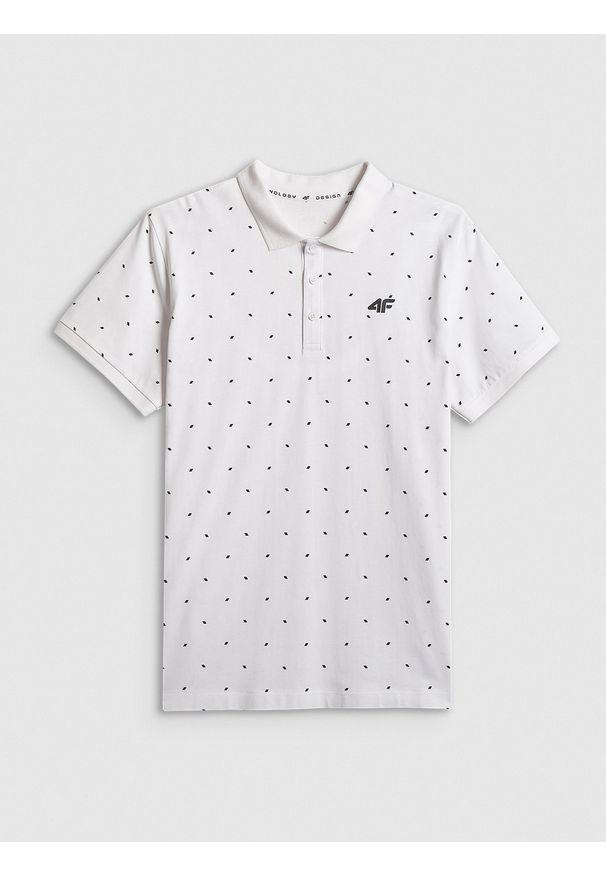 4f - 4F Koszulka polo regular męska - biała L. Okazja: na co dzień. Typ kołnierza: polo. Kolor: biały. Materiał: bawełna, dzianina. Wzór: ze splotem. Styl: klasyczny, casual, sportowy