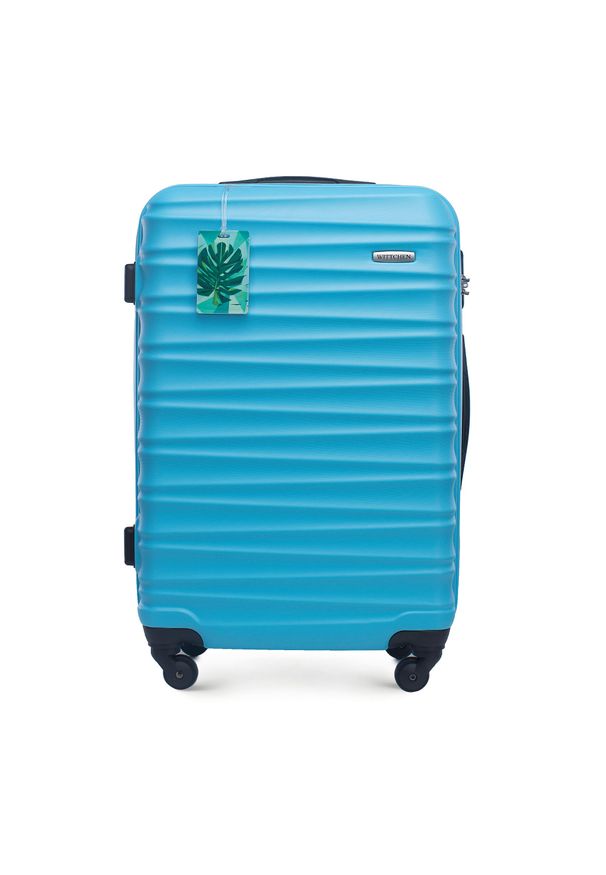 Wittchen - Średnia walizka z zawieszką niebieska. Kolor: niebieski. Materiał: guma. Wzór: kolorowy. Styl: elegancki, wakacyjny