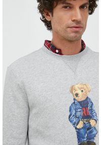 Polo Ralph Lauren bluza męska kolor szary z nadrukiem. Typ kołnierza: polo. Kolor: szary. Wzór: nadruk #5
