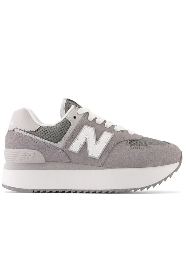 Buty New Balance WL574ZSD - szare. Kolor: szary. Materiał: guma, zamsz, materiał, skóra, tworzywo sztuczne. Szerokość cholewki: normalna. Obcas: na platformie. Model: New Balance 574