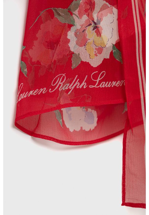 Lauren Ralph Lauren Szal jedwabny kolor czerwony wzorzysty. Kolor: czerwony. Materiał: jedwab