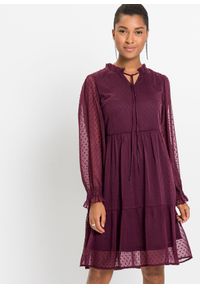 bonprix - Sukienka mini. Kolor: czerwony, brązowy. Materiał: szyfon. Długość: mini #1