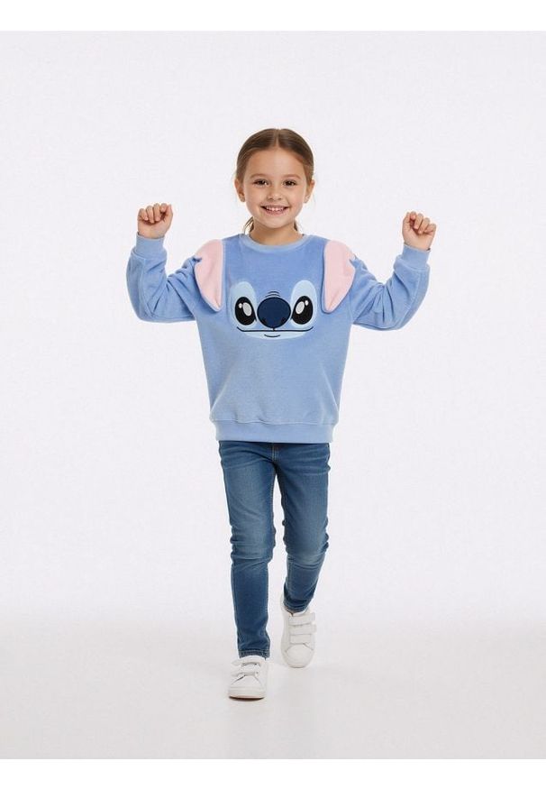 Sinsay - Bluza crewneck z haftem Stitch - niebieski. Kolor: niebieski. Wzór: haft