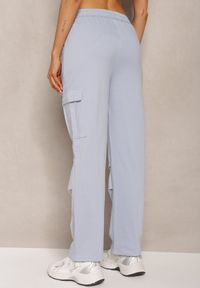 Renee - Jasnoniebieskie Spodnie z Bawełny z Wysokim Stanem i Prostymi Nogawkami Asoella. Stan: podwyższony. Kolor: niebieski. Materiał: bawełna #2