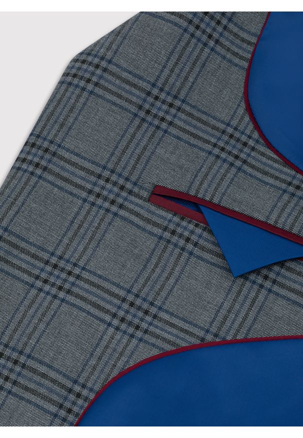 Pako Lorente - PAKO LORENTE – Szara marynarka casualowa w kratkę. Okazja: na co dzień. Kolor: szary. Materiał: jeans. Wzór: kratka. Styl: casual