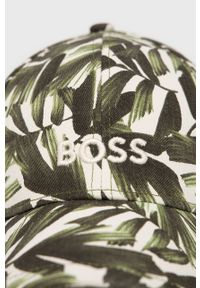 BOSS - Boss czapka bawełniana 50470585 kolor zielony wzorzysta. Kolor: zielony. Materiał: bawełna #2