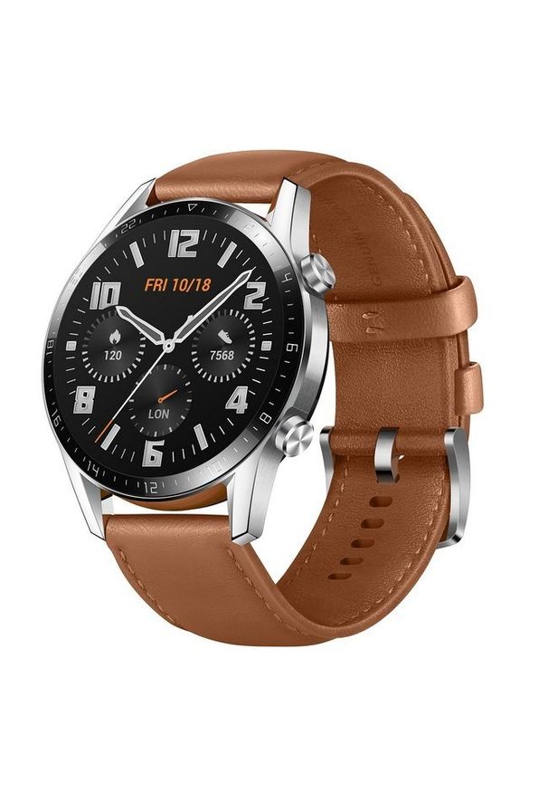 HUAWEI - Smartwatch Huawei Watch GT 2 46mm Classic srebrny. Rodzaj zegarka: smartwatch. Kolor: srebrny. Materiał: syntetyk, kauczuk, skóra. Styl: wakacyjny, sportowy, klasyczny, elegancki