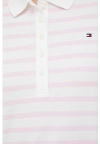 TOMMY HILFIGER - Tommy Hilfiger polo damski kolor różowy. Typ kołnierza: polo. Kolor: różowy. Materiał: bawełna, dzianina. Długość: krótkie #5
